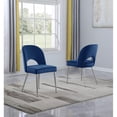 thumbnail image 3 of Rectangle 60" x 38" 5pc Clear Glass Dining Set with Navy Blue Chairs, 3 of 5