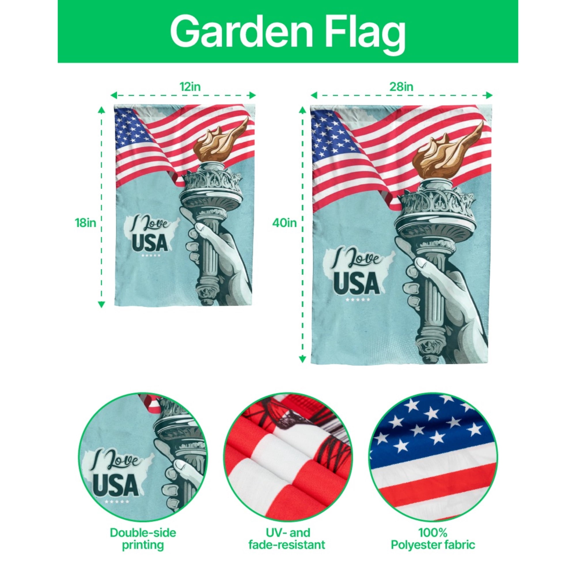 Lotusprint LLC Patriotic America Eagle Polyester Vertical House Flag 29.5 x 39.5 inches, America Eagle US Flag