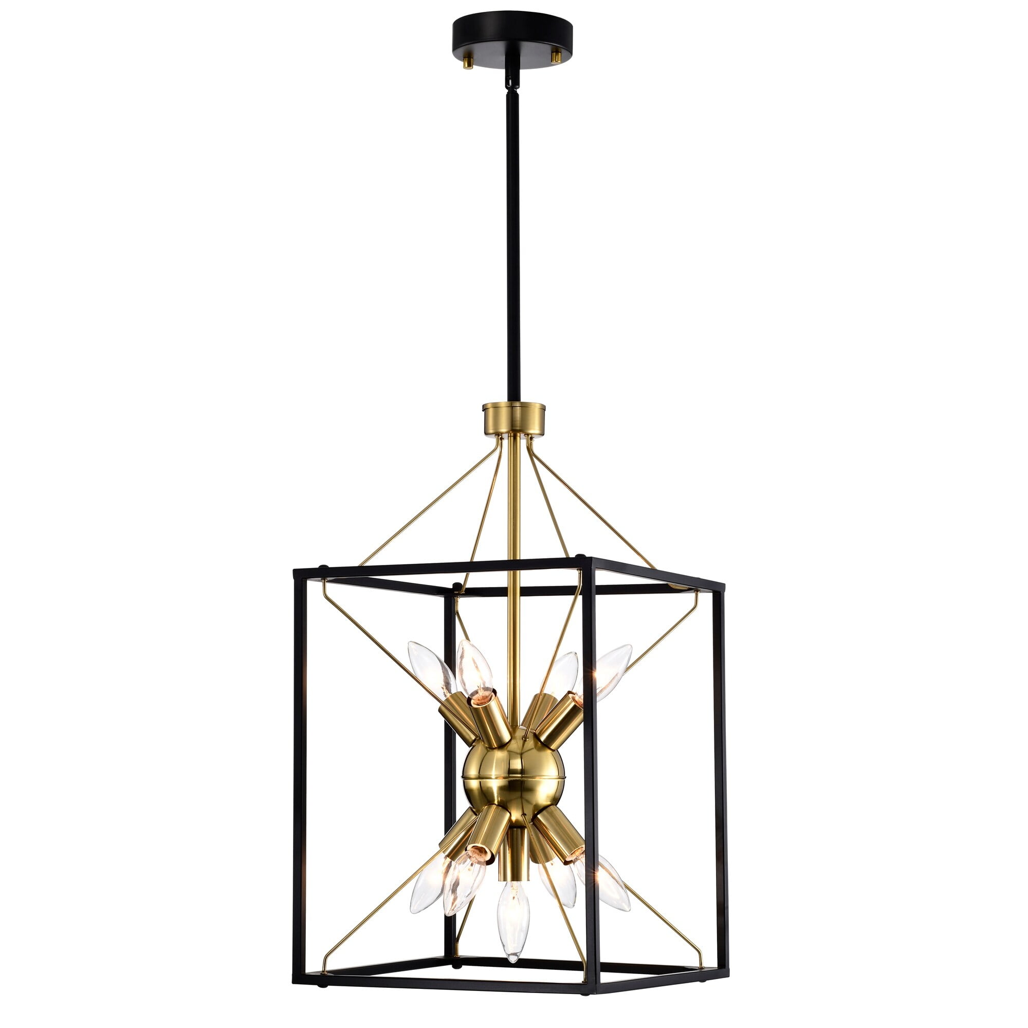 Snowgaze 12 in. 9-Light Indoor Matte Black and Gold Finish Chandelier with Light Kit