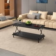 thumbnail image 5 of 39-Inch Coffee Table with Storage and Open Shelves for Living Dining Room, Modern Rectangle & Industrial Design, X-Shape Frame, Black, 5 of 7