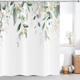 thumbnail image 3 of Eucalyptus Leaf Shower Curtain, Sage Green and Gold Leaves Watercolor Plants on The Top Weighted Bottom Fabric Bath Curtain for Bathroom Home Decor Waterproof Washable with Hooks, 72.00/'''' x, 3 of 6