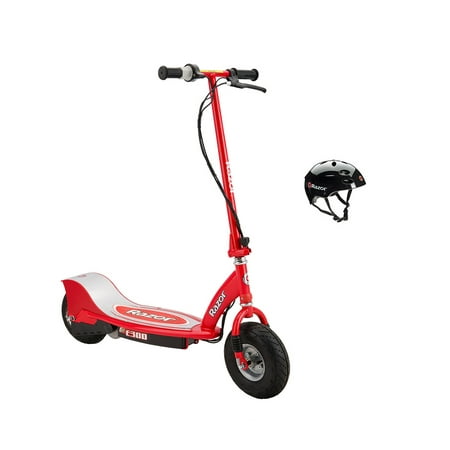 Razor E300 24V Rechargeable Electric Motorized Red Scooter + V17 Youth (Razor E300 Best Price)