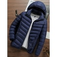 thumbnail image 3 of Gvmfive Men Cotton Padded Hooded Jacket Full Zip Side Pockets Casual Warm Coat, 3 of 4