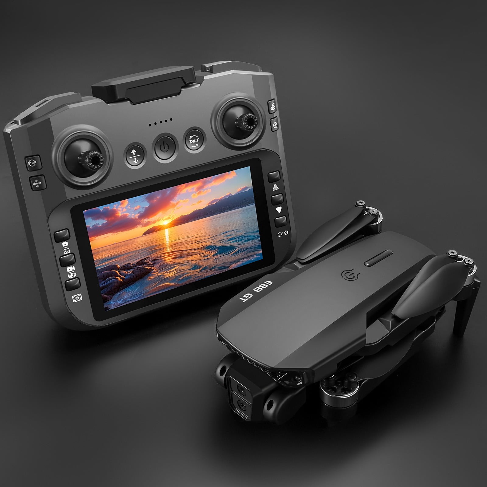 Bfogop 1080P ESC Camera Drone Featuring 4.3-Inch Screen Remote, Brushless Motor, WiFi FPV, Foldable Design, and Includes Storage Card & Accessories