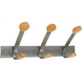 thumbnail image 2 of Alba Wooden Coat Hook, Three Wood Peg Wall Rack, Brown/Silver, 2 of 5