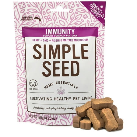 Hemp Allergy Immune Supplement for Dogs with Reishi Mushroom, Maitake Mushroom, Hemp Oil, and DMG by Simple Seed, 30 Soft