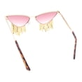 thumbnail image 4 of Womens Luxury Rhinstone Tassel Diva Metal Rim Cat Eye Sunglasses Gold - Pink, 4 of 4