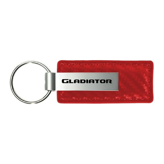 Jeep Gladiator Keychain & Keyring - Red Carbon Fiber Texture Leather
