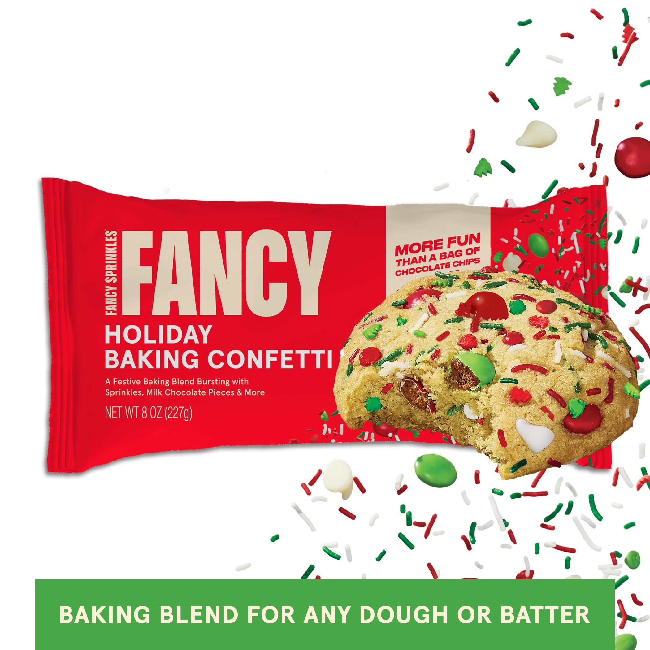 (2 pack) Fancy Sprinkles Holiday Baking Confetti with Christmas Sprinkles and Chocolate Pieces, 8 oz Bag