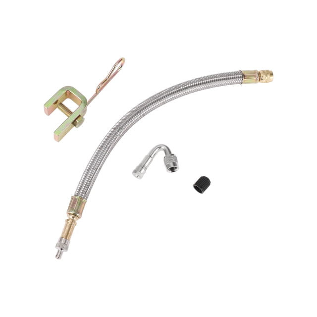 1 Juego de extensión de válvula de llanta de cobre a 45 grados con extensor de vástago de válvula de llanta de acero inoxidable flexible de 250 mm para automóvil, motocicleta, RV, camión, bicicleta