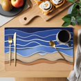 thumbnail image 2 of Blue Brown Beach Placemats Set of 8 Abstract Striped Gradient Ocean Sand Place Mats Indoor Wipeable Table Mats Washable Cloth Dining Table Placemats for Kitchen Holiday Party Home Decor 13x19 Inch, 2 of 9