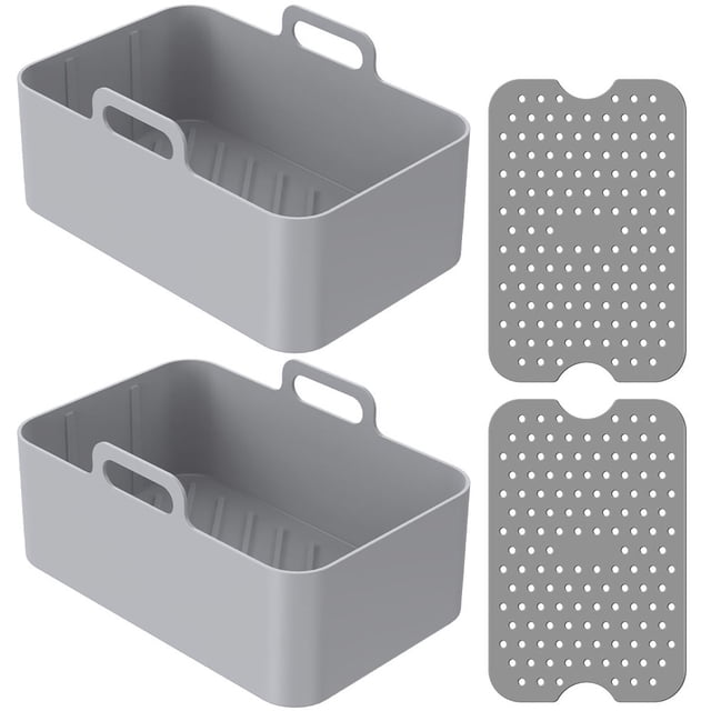 PENGXIANG Pot en Silicone pour Friteuse à Air Chaud Double Ninjas Réutilisable Doublure en Silicone pour Friteuse à Air Nettoyage Facile Accessoires pour Friteuse à Air Four Micro-Ondes