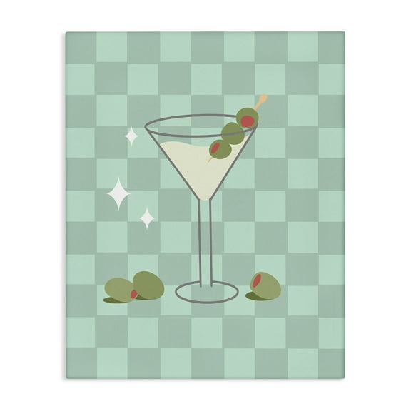 Stupell Industries Checkered Dirty Martini Food & Beverage Painting Wrapped Canvas Art Print Wall Art, 16 x 20