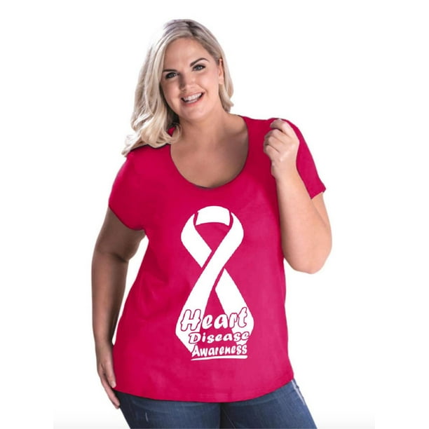 IWPF - Womens and Womens Plus Size Heart Disease Awareness Curvy T ...