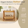 thumbnail image 6 of Costway 1 PCS End Table with Tempered Glass Top Acacia Wood Legs Rattan Storage Shelf, 6 of 8