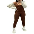 thumbnail image 1 of Combinaisons d'Entraînement pour Femmes Bodycon Sans Manches Col en U Couleur Unie Sport Yoga Stretch, 1 of 5
