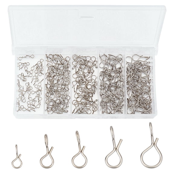 250 pcs Platinum Fly Fishing Snaps Twist Clips 5 Sizes Stainless Steel Quick Change Lure Snaps No Knot Fast Snap Lure Connector