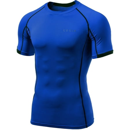 - TSLA Tesla MUB23 Cool Dry Baselayer Short Sleeve Compression T-Shirt- Blue/Black