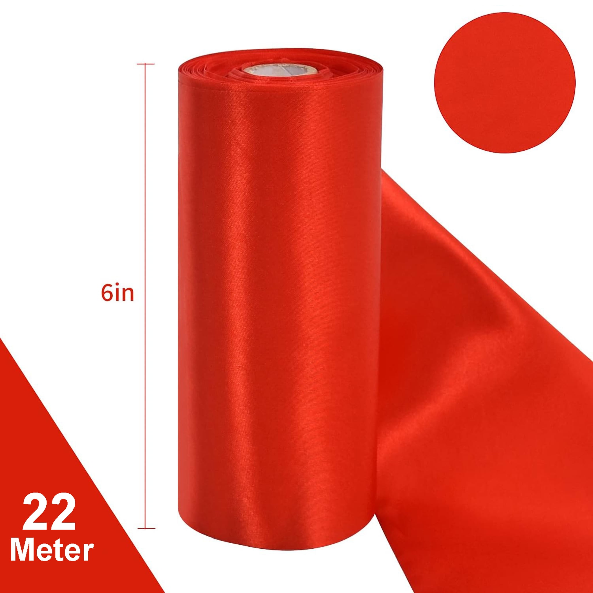 15cm x 20M red ribbon wide gift ribbon large bow satin ribbon for car bow large opening ceremony bows roof and outdoor decoration party decoration chair wedding Valentine's Day