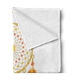 thumbnail image 2 of Aztec Soft Flannel Fleece Throw Blanket, Graphic of Golden Yellow Dreamcatcher Native Indigenous Cultural Style, Cozy Plush for Indoor and Outdoor Use, 60" x 80", Marigold White, by Ambesonne, 2 of 5