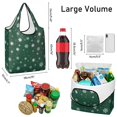 thumbnail image 3 of 5 Pack Foldable Shopping Bag,Green Christmas Snowflake Pattern Reusable Grocery Bags with Pockets,Large Reusable Tote Bags with Handles Waterproof & Lightweight, 3 of 6