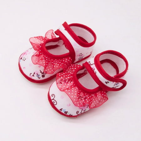 

YOHOME Newborn Baby Girls Soft Shoes Soled Lace Floral Print Footwear Crib