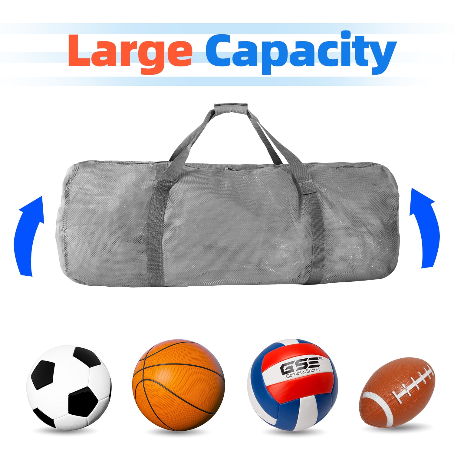 GSE Games & Sports Expert 6 Pack Large Mesh Duffel Bag with Zipper. Sport Equipment Scuba Bag for Sport Balls, Team Practice, Swimming Gear, Diving, Rafting, Water Sports - 6 Colors