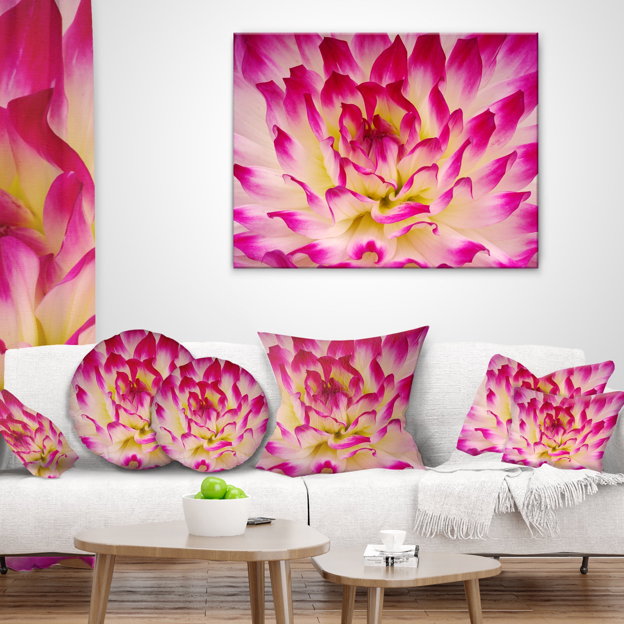 Designart Smooth Purple White Flower Petals - Floral Throw Pillow - 16x16