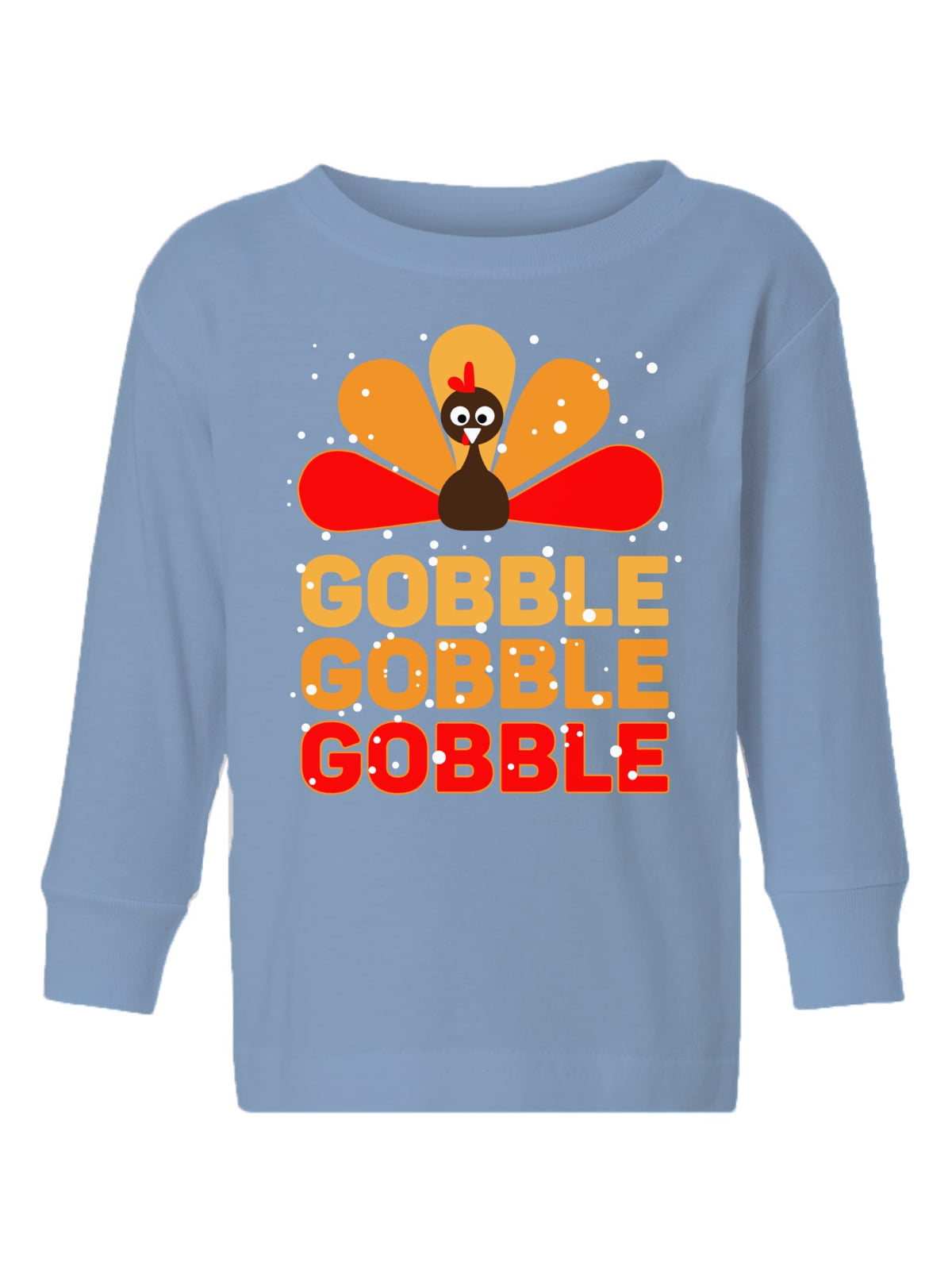 Turkey Gobble Gobble Shirt Thanksgiving Toddler Kids Long Sleeve Tshirt