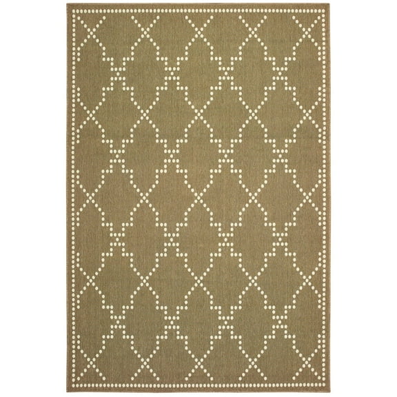 Oriental Weavers Marina Area Rug 7765Y Outdoor Tan Angled Crosshatch