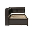 thumbnail image 5 of Duxelifin Twin Size Corner Bed Frame with Built-In Bookcase Storage, USB Ports & AC Outlets, Storage Drawers, Wood Platform Bed Frame Daybed Frame for Bedroom,Study Room, & Guest Room, Brown, 5 of 13