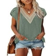 thumbnail image 1 of Tops Amples avec Col en V à Manches Courtes pour T-Shirts d'Été pour Femmes, 1 of 5