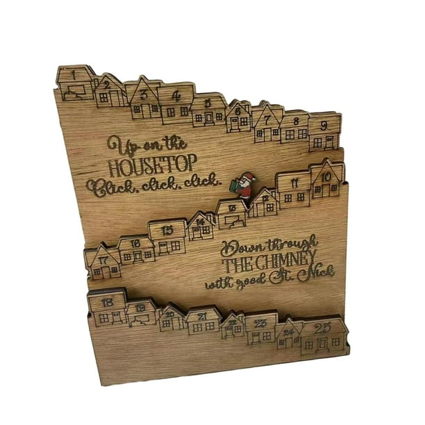 Calendario de Adviento de Navidad con decoración y cuenta regresiva para Navidad Color madera