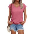 thumbnail image 2 of KLHDSF Womens Summer Tops Soft V Neck Short Sleeve Tee Summer Casual Stretchy Daily Basic Top Watermelon Red XL, 2 of 6