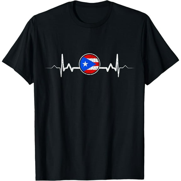 Puerto Rico Flag Heartbeat Puerto Rican Pride Gift T-Shirt Tops Tee