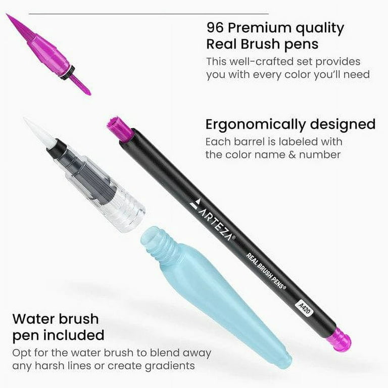 Watercolor Real Brush Pens - Blendable, Water Based Ink, Real