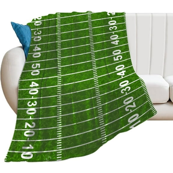 LHSHID Flannel Fleece Blanket American Football Field Green for Bedroom Couch Travelling Comfortable All Season Air Conditioning Blanket for Adult Chidern 30x40in