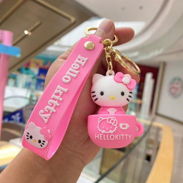LLavero de Hello Kitty, accesorios Kawaii Sanrio, adornos de muñeca de dibujos animados, Pvc, taza de goma suave, bolsa Kt, colgante de coche, regalo para niña Fivean unisex