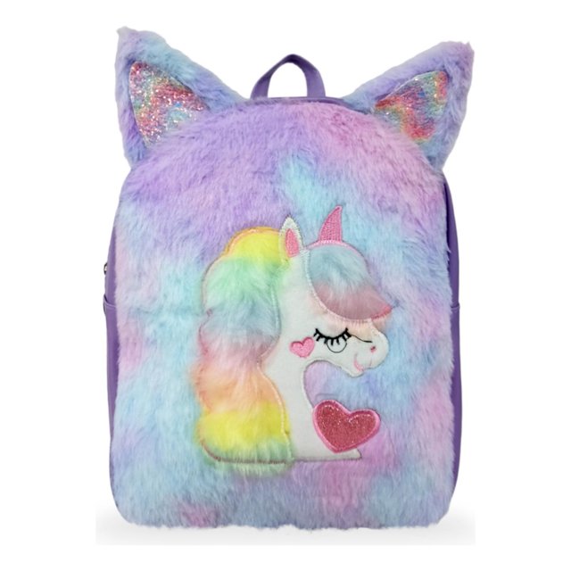 Mochila Escolar De Peluche Para Niña, Unicornio, Bolsa Infantil Preescolar Kinder violeta Chica Rm Regalomex YC018503