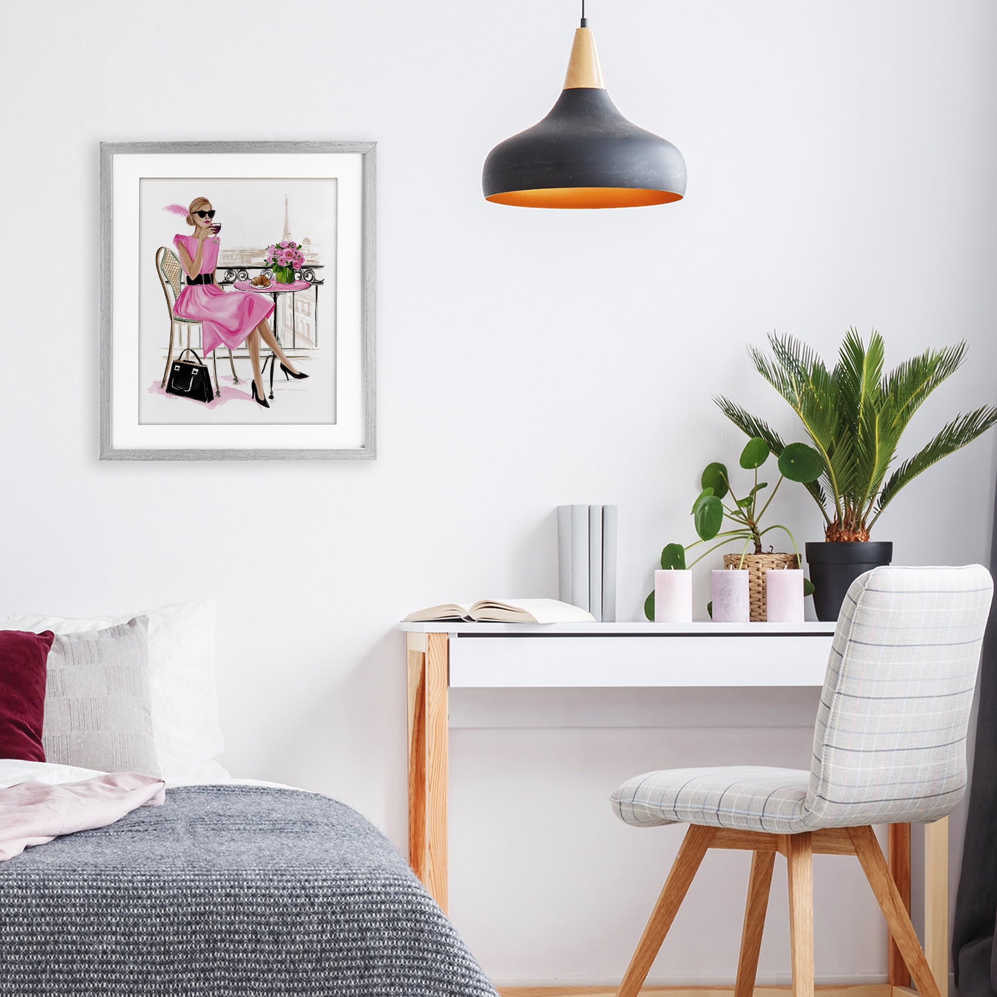 Stupell Industries Parisian Chic on Cafe Balcony Gray Framed Print Under Glass, design by Jess Stempel