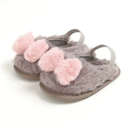 

Tretra Newborn Toddler Baby Boys Girls Shoes Autumn Winter Warm Fluffy Slippers Soft Plush Crib Shoes