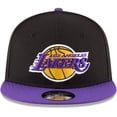 thumbnail image 2 of Men's New Era Black/Purple Los Angeles Lakers 2-Tone 9FIFTY Adjustable Snapback Hat, 2 of 5