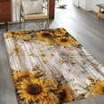 thumbnail image 2 of Area Rugs for Living Room Bedroom, Farmhouse Sunflower 4'x6' Rug Washable Carpet Runner Indoor Outdoor, Vintage Daisy Butterflies Rustic Wood Non Slip Accent Floor Mats Rug for Kitchen, Office, 2 of 8