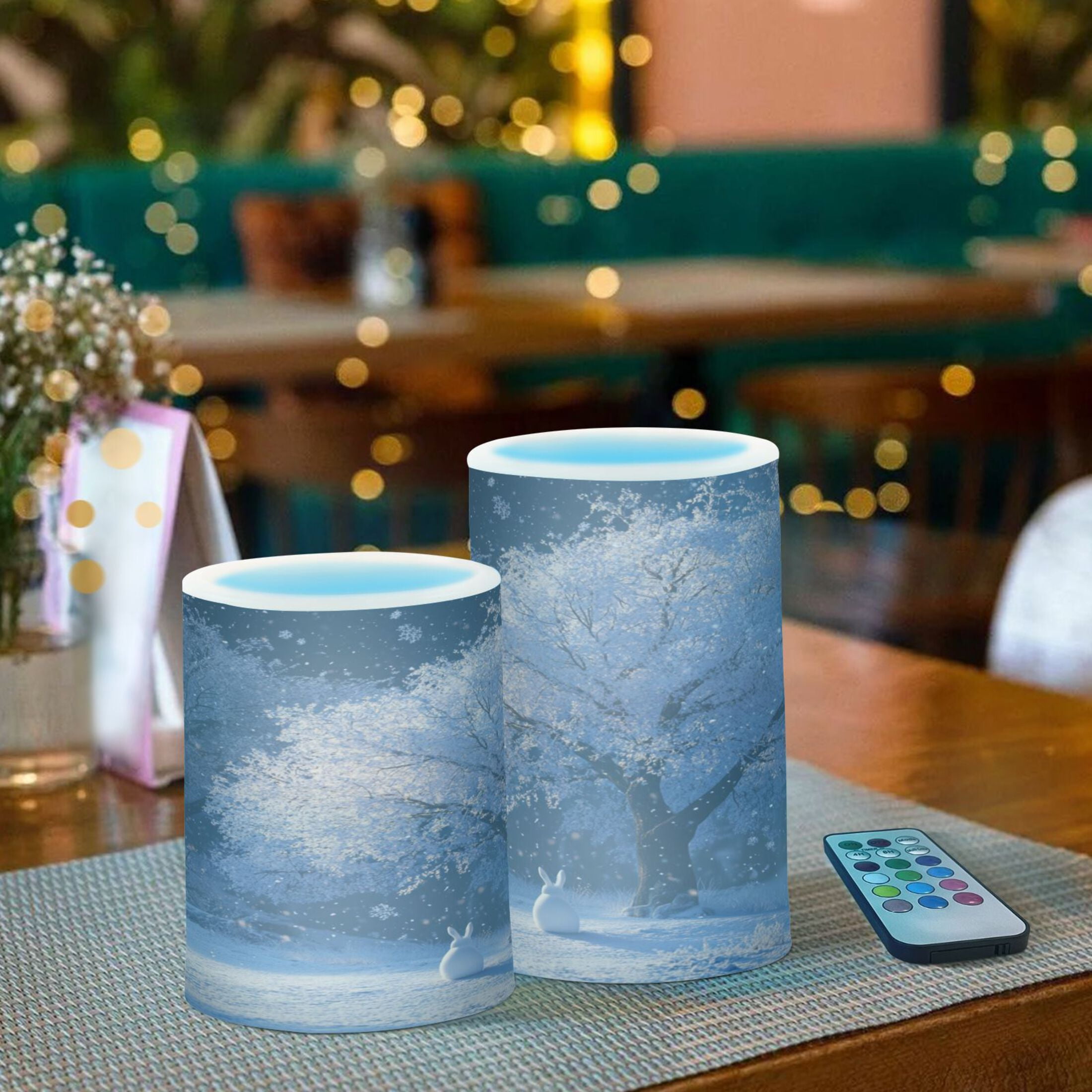 2 PCS Flameless Candles with Remote Timer LED Battery Operated Flickering Candle Light for Wedding Table Home Decoration Gifts Beautiful Winter Night Scene