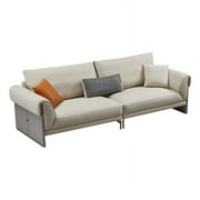 American Eagle Furniture 107" 4-Seater Modern Genuine Leather Sofa in Light Gray