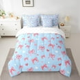 thumbnail image 2 of Erosebridal Kawaii Bow Bed in a Bag Queen Size,Fairy Heart Print Bed Set,Blue Pink Bedding Queen Size For Bors Girls,Microfiber Bedroom Decor Reversible,7 Pieces, 2 of 6