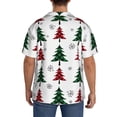 thumbnail image 5 of Naloa Buffalo Plaid Christmas Trees Men's Loose Fit Cuban Collar Short-Sleeve Shirt with Button-down and Chest Pocket for Everyday Wear Outings - Medium, 5 of 7