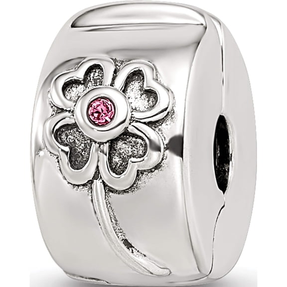 Sterling Silver Reflections Crystal Flower Clip Bead (10.91 X 5.45) Made In China qrs3435