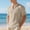 Khaki, variant on Men's Linen Blend Henley Shirt with Chest Pocket Notch Neck Casual Beach Top Navy M