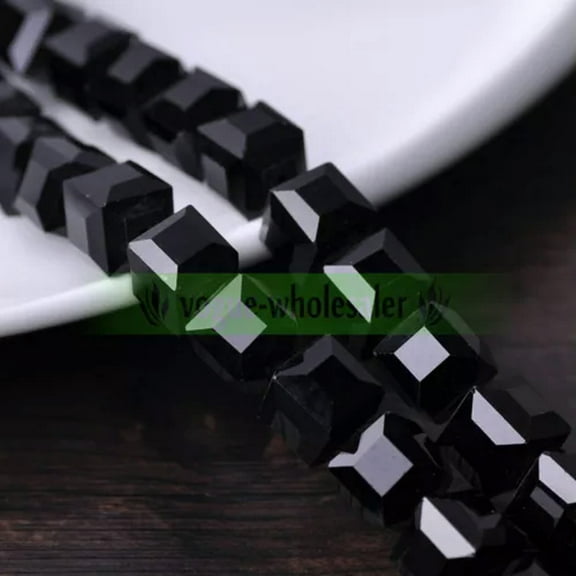 U8MO 10pcs 14mm Cube Faceted Crystal Glass Loose Crafts Beads lot for Jewelry Making-Black